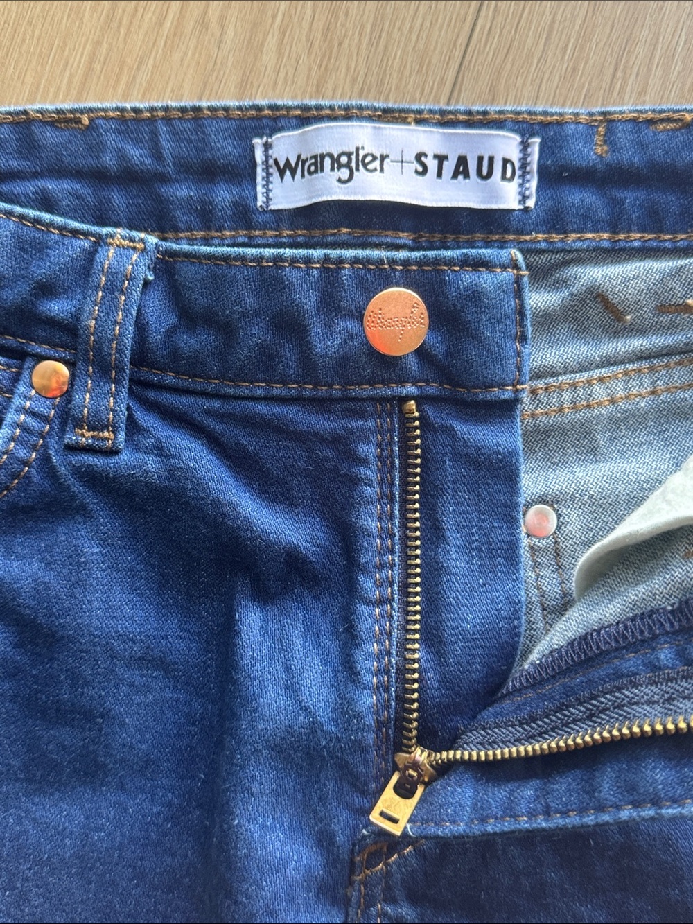 STAUD x Wrangler Denim The Bikini Jean Dark Rinse Size 25 X 34 - Picture 13 of 16